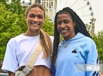 USATF heptathlete Anna Hall (left) and sprinter Aleia Hobbs
